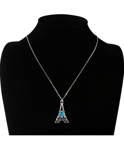 Paris Eiffel Tower Charm Pendant Necklace For Women Rose Gold/Platinum Plated Jewelry Crystal Necklaces Blue $8.39 Necklaces