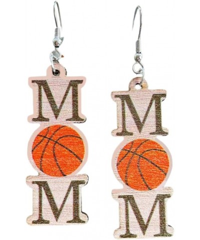 Sports Baseball Football Mom Letter Wooden Earrings Heart Shaped Volleyball Basketball Earrings Fans Players Mothers Day Gift...