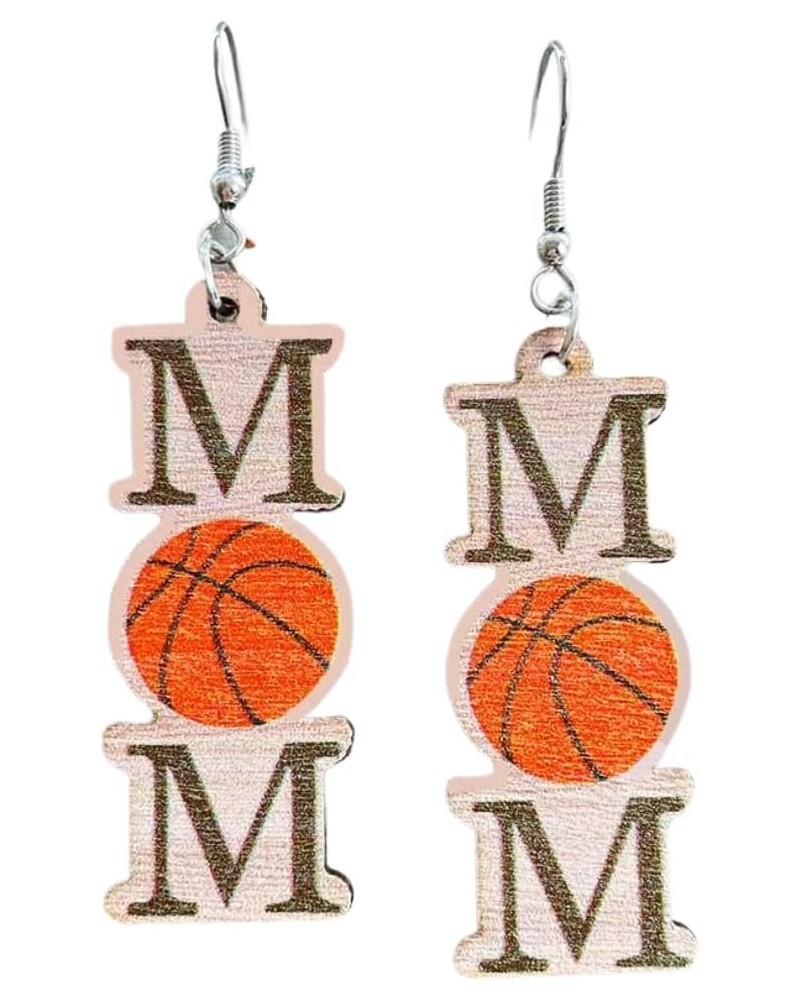 Sports Baseball Football Mom Letter Wooden Earrings Heart Shaped Volleyball Basketball Earrings Fans Players Mothers Day Gift...