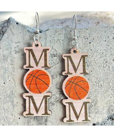 Sports Baseball Football Mom Letter Wooden Earrings Heart Shaped Volleyball Basketball Earrings Fans Players Mothers Day Gift...