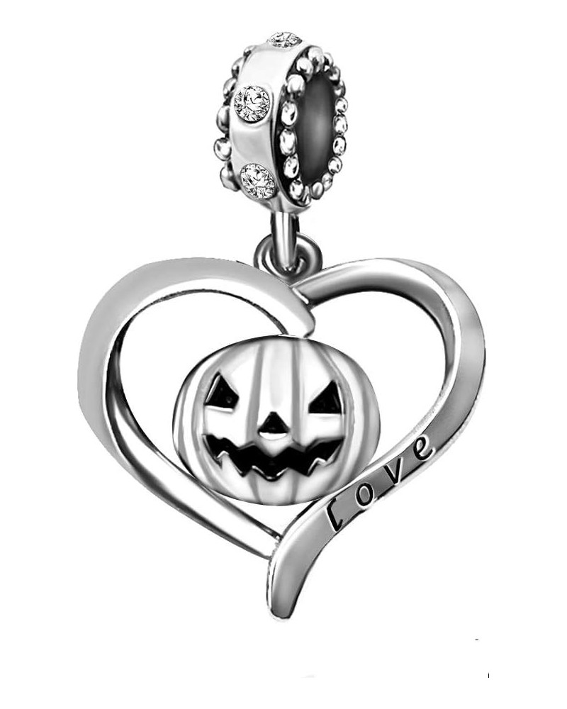 Pumpkin Heart Halloween Birthday Birthstone Dangle Ctystal Love Womens Beads Charms for Bracelet Christmas Jewelry April Hall...