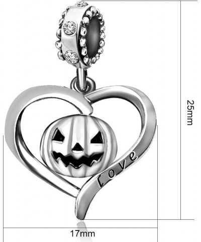 Pumpkin Heart Halloween Birthday Birthstone Dangle Ctystal Love Womens Beads Charms for Bracelet Christmas Jewelry April Hall...