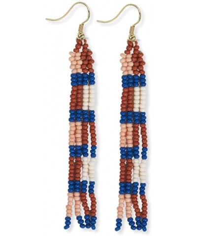 INK+ALLOY Women's Beaded Checkered Mini Fringe Earrings, June Gingham Seed Bead Boho Dangle Statement Earrings, Handmade Jewe...