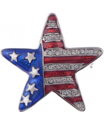 Silver Tone Crystal Rhinestone 4th of July American USA Flag Patriotic Pin Brooch Star $12.25 Brooches & Pins