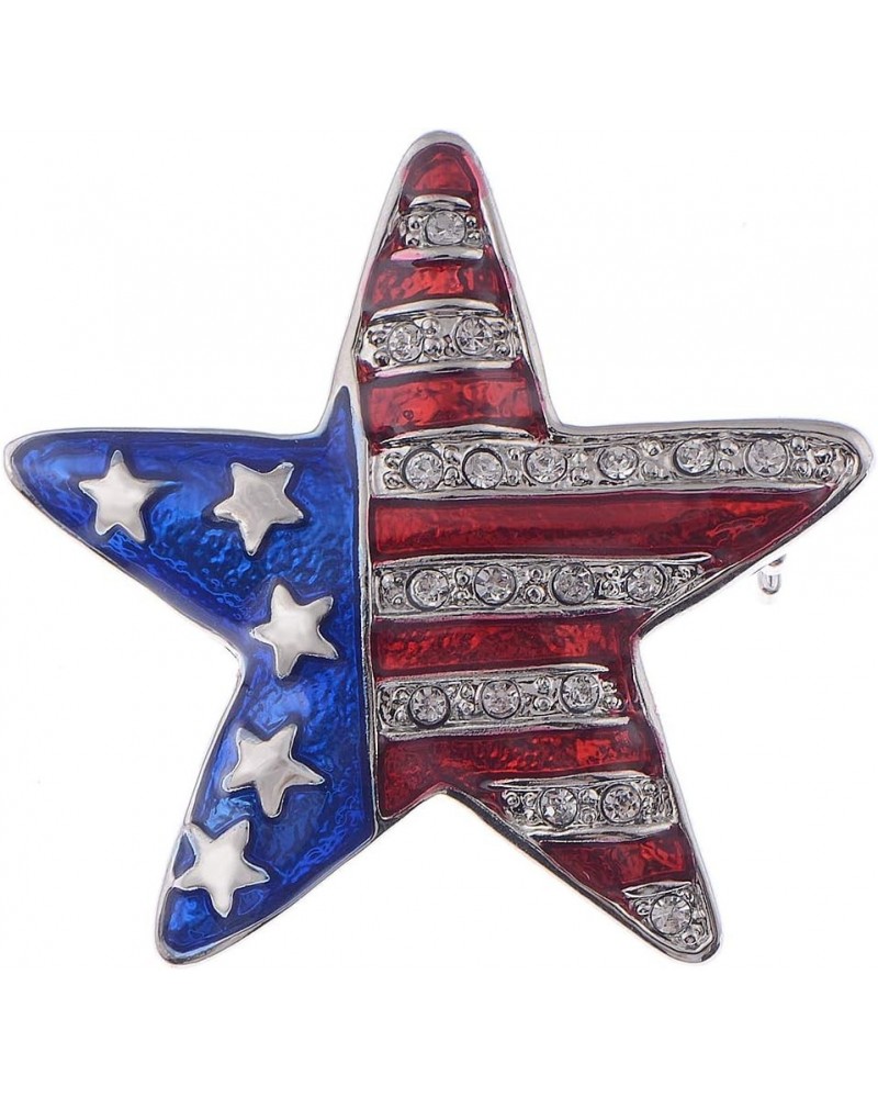 Silver Tone Crystal Rhinestone 4th of July American USA Flag Patriotic Pin Brooch Star $12.25 Brooches & Pins