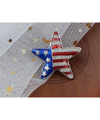 Silver Tone Crystal Rhinestone 4th of July American USA Flag Patriotic Pin Brooch Star $12.25 Brooches & Pins