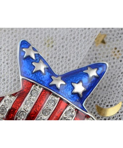 Silver Tone Crystal Rhinestone 4th of July American USA Flag Patriotic Pin Brooch Star $12.25 Brooches & Pins