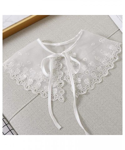 Detachable Collar for Women,Fake Collar Lace Shawl Capelet Embroidery Layered Sheer Mesh Collar Clothing Accessories H $4.67 ...