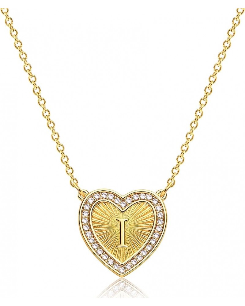 Initial Heart Necklace 18K Gold Plated Dainty Gold Plated Pave Cubic Zircon Letter Charm Pandent Necklace Personalized Tiny H...