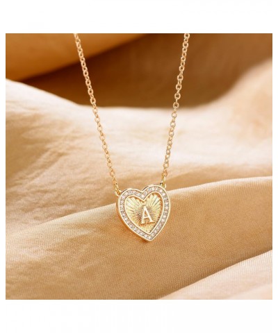 Initial Heart Necklace 18K Gold Plated Dainty Gold Plated Pave Cubic Zircon Letter Charm Pandent Necklace Personalized Tiny H...