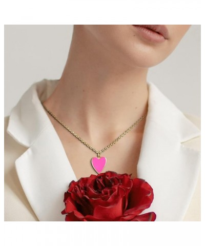 Heart Necklaces for Women,14K Gold Plated Trendy Preppy Jewelry Hot Pink Necklace,Cute Gold Dainty Necklace for Women Girls 1...