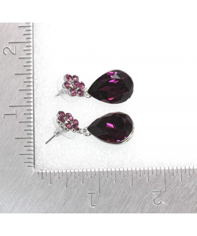 Gorgeous Teardrop Rhinestone Crystal Floral Dangling Earrings Purple $14.58 Earrings