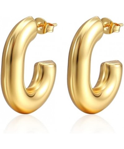 Lightweight Chunky Gold Hoop Earrings for Women,14K Gold Plated/925 Sterling Silver Waterdrop Hollow Open Hoops, Hypoallergen...