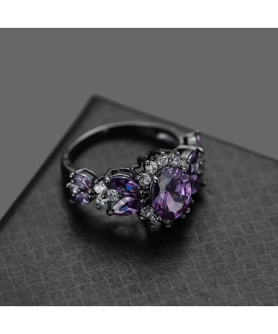 925 Sterling Silver Plated Created Sapphire Quartz&Topaz Cluster Women Band Ring Black US7 $3.84 Rings