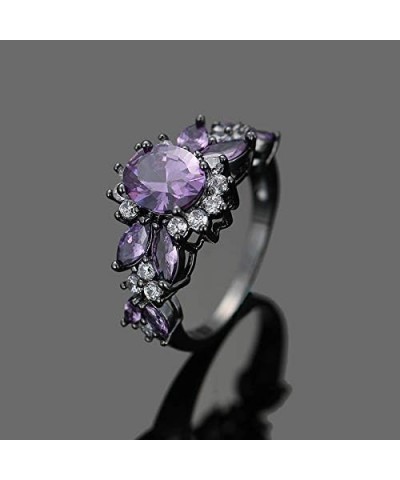 925 Sterling Silver Plated Created Sapphire Quartz&Topaz Cluster Women Band Ring Black US7 $3.84 Rings