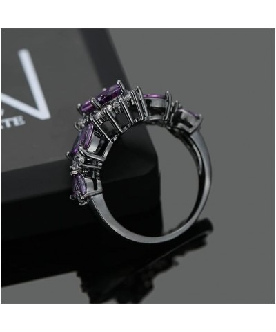 925 Sterling Silver Plated Created Sapphire Quartz&Topaz Cluster Women Band Ring Black US7 $3.84 Rings