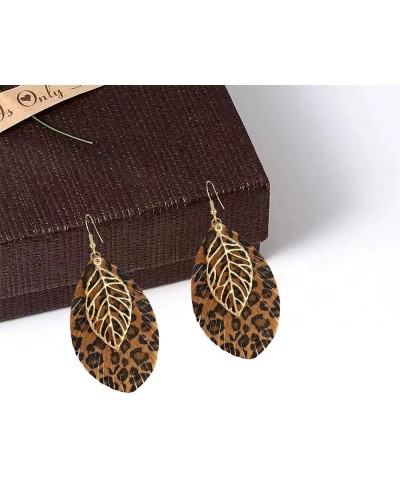 Large Genuine Soft Leather Handmade Fringe Feather Tassel Lightweight Tear Drop Dangle Color Earrings for Women Girls With Go...