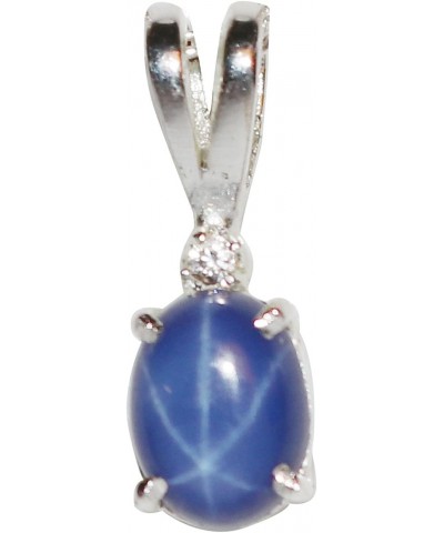 6 Rays Star Blue Sapphire Pendant 5.6 Ct. Star Sapphire Gemstone Oval Shape 925 Sterling Silver Without Chain $32.99 Necklaces