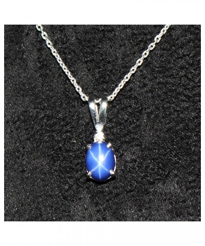 6 Rays Star Blue Sapphire Pendant 5.6 Ct. Star Sapphire Gemstone Oval Shape 925 Sterling Silver Without Chain $32.99 Necklaces