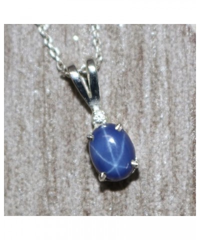 6 Rays Star Blue Sapphire Pendant 5.6 Ct. Star Sapphire Gemstone Oval Shape 925 Sterling Silver Without Chain $32.99 Necklaces